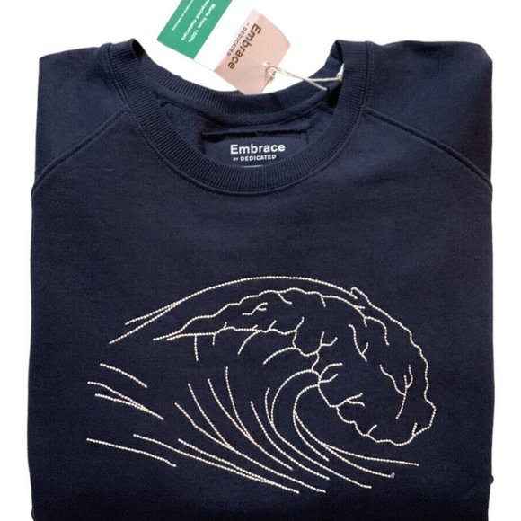 NEW Embrace by Dedicated Malmoe Stitched Wave Sweatshirt!  Sm  Organic Cotton - Picture 1 of 2